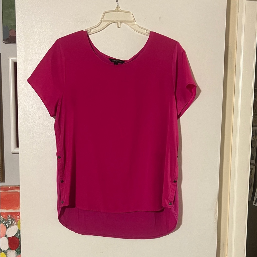 Banana Republic pink short sleeve tee. Button detail down each side